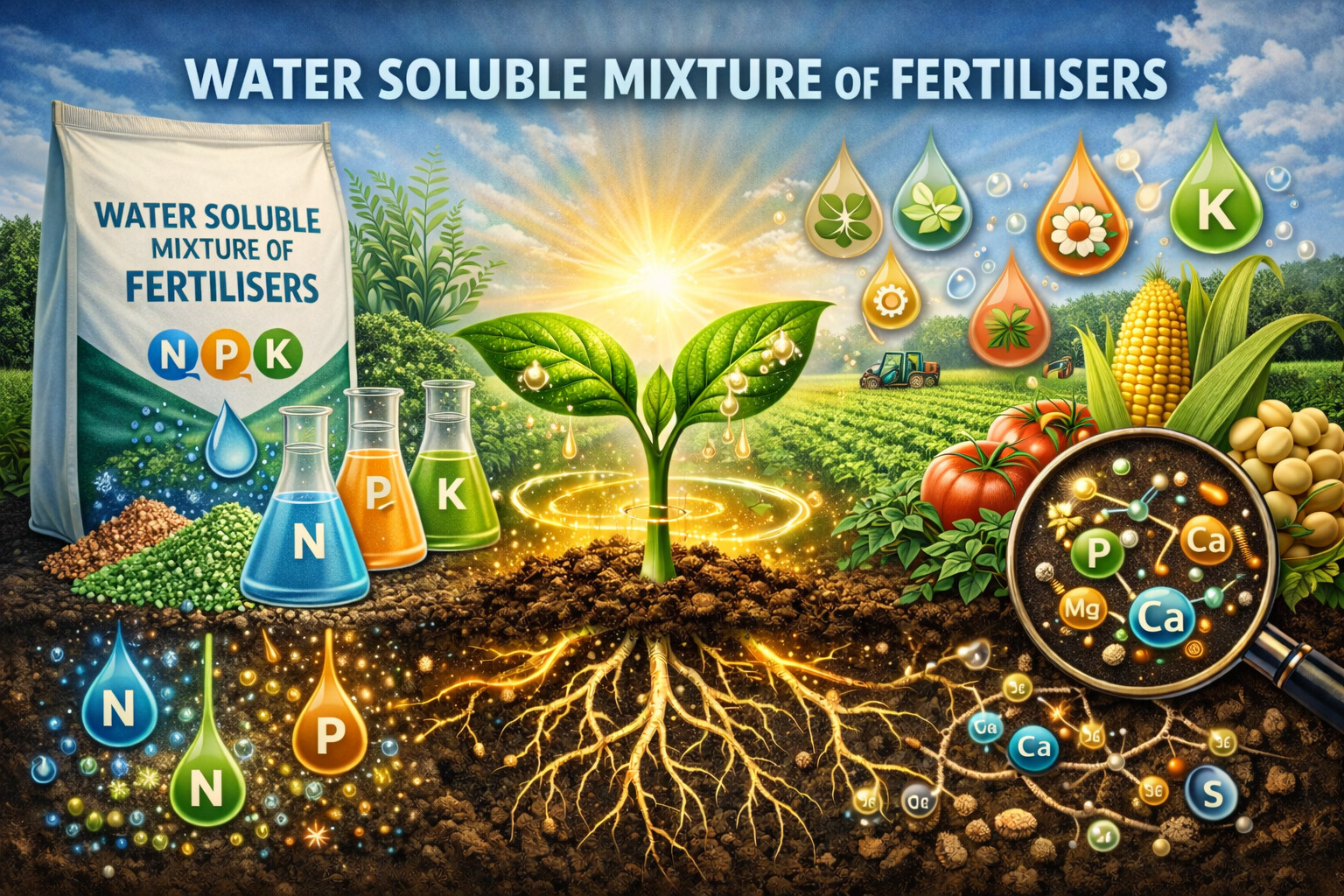 Water soluble mixture of fertilisers